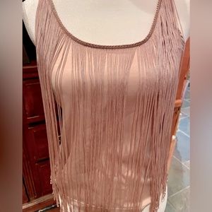 Upson Downes nude fringe tank top.